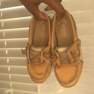 Sperry Size 12 Toddler Girl Shoresider Closed Toe Slip on Boat Shoes Linen